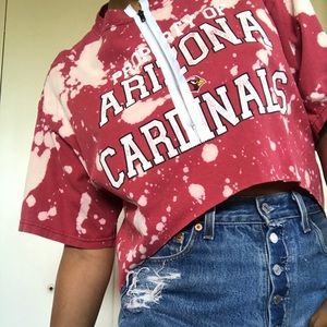 ARIZONA CARDINALS ZIPPER DISTRESSED CROP TOP